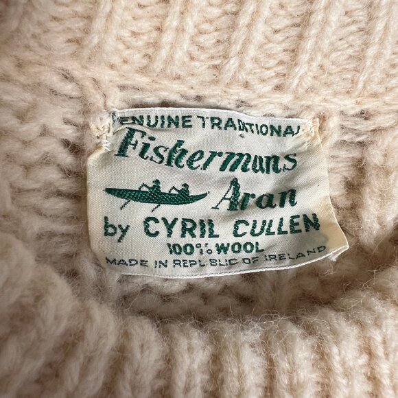 Vintage Irish Aran Fisherman Sweater Cable Knit Ireland Old Money Quiet Luxury - Picture 6 of 8